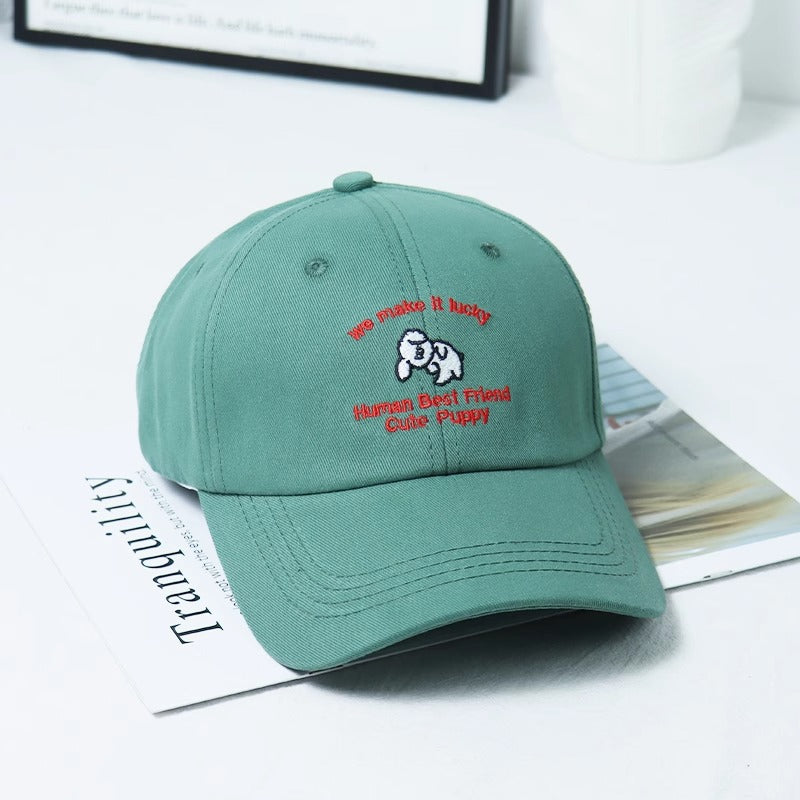 Women's Embroidered Puppy-Themed Baseball Cap Bowlift
