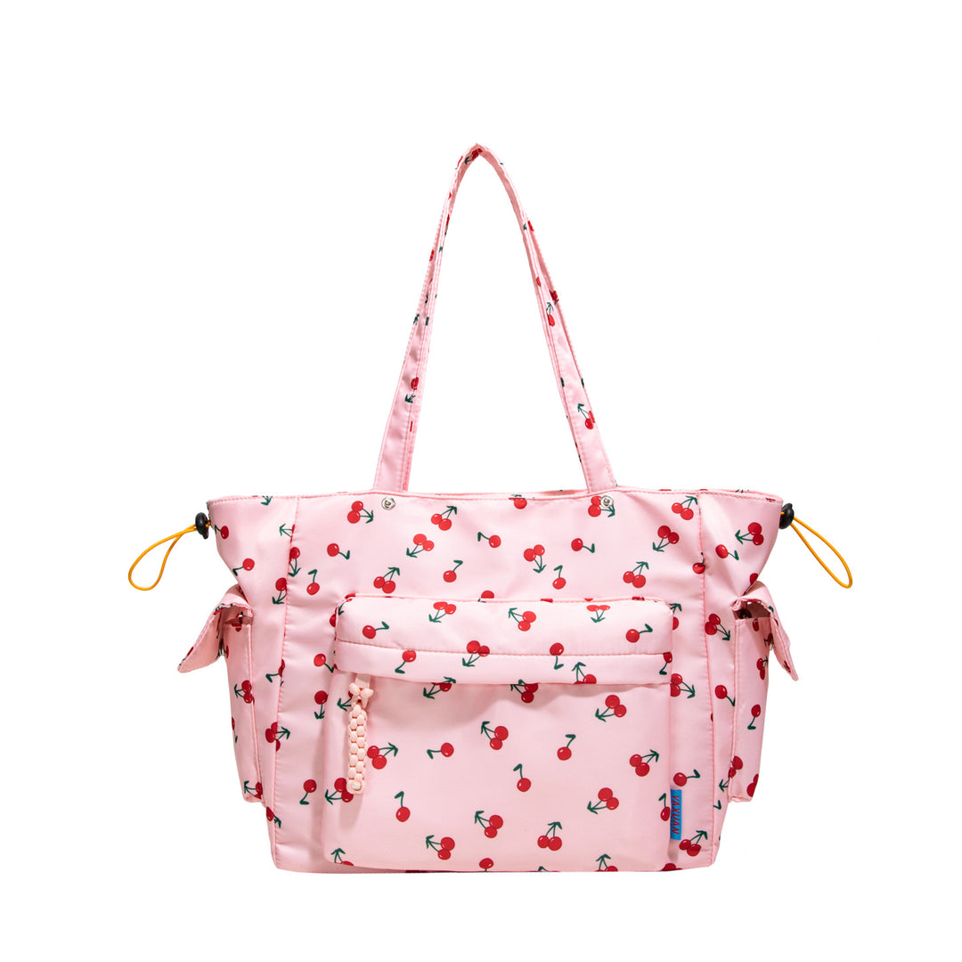 Cherry Print Multi-Pocket Tote Bag Bowlift