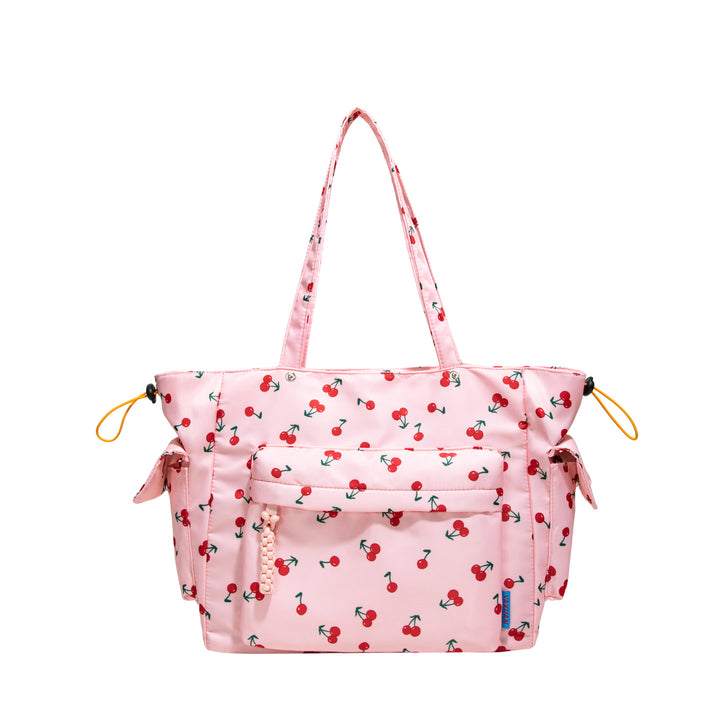 Cherry Print Multi-Pocket Tote Bag Bowlift