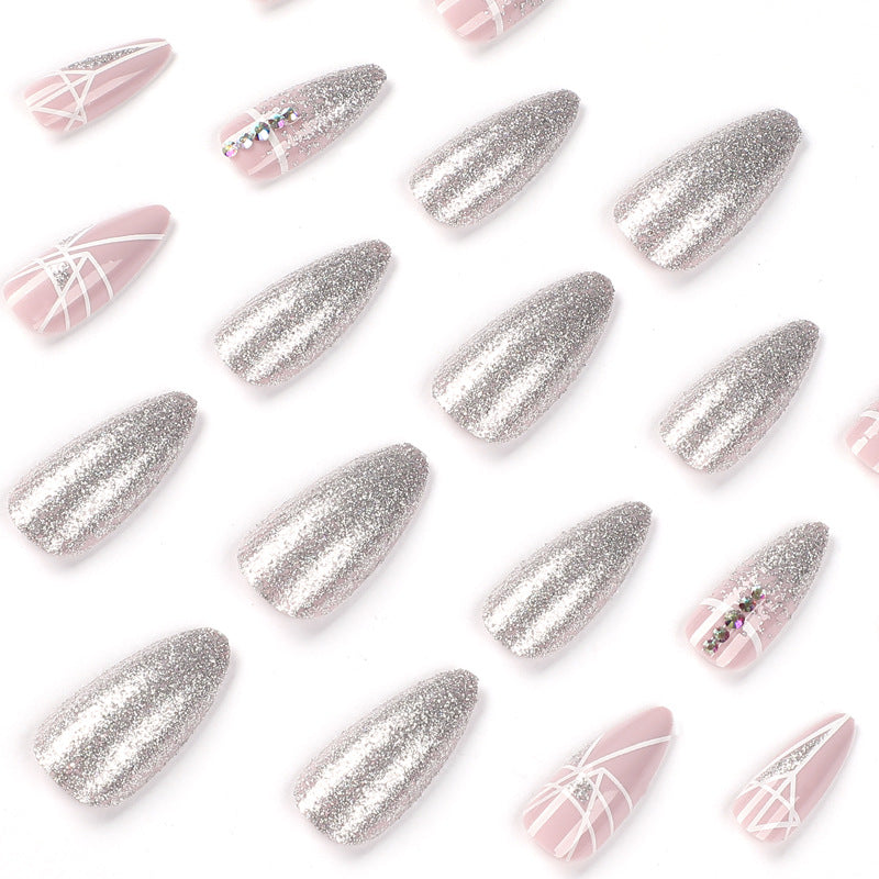 Artful nail extensions with glitter and geometric designs Bowlift