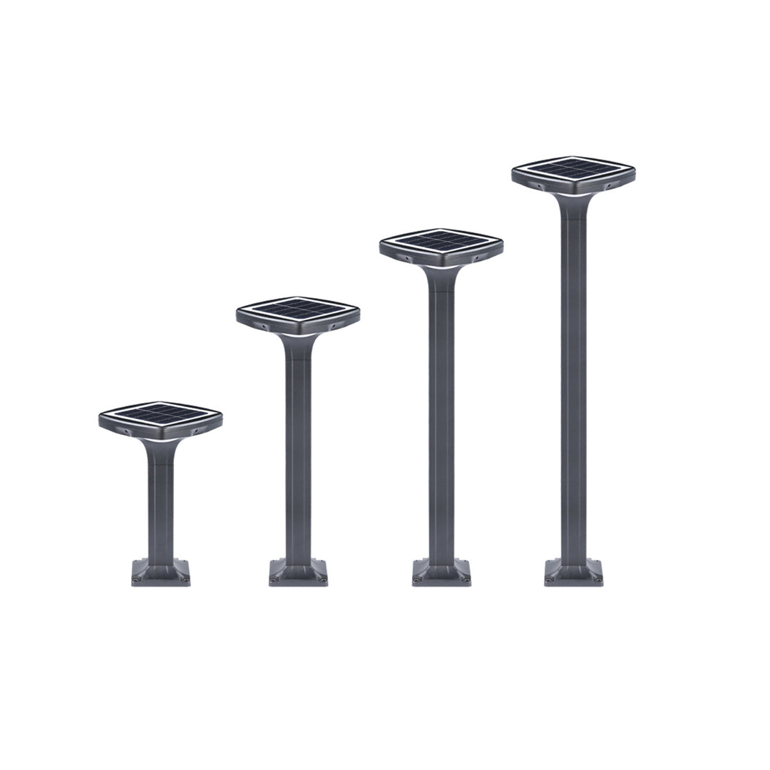 Solar-Powered Low-Profile LED Pathway Bollard Light With Dual Downlights And Anchor Base Bowlift