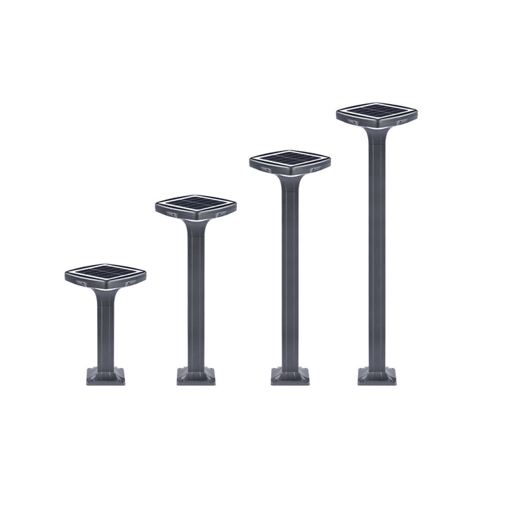 Solar-Powered Low-Profile LED Pathway Bollard Light With Dual Downlights And Anchor Base Bowlift