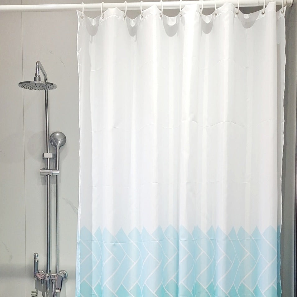 Geo-Patterned Shower Curtain Bowlift