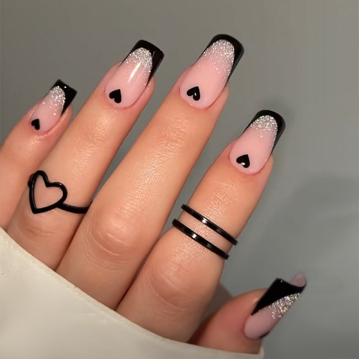 Elegant Heart-Designed Press-On Nail Tips Bowlift
