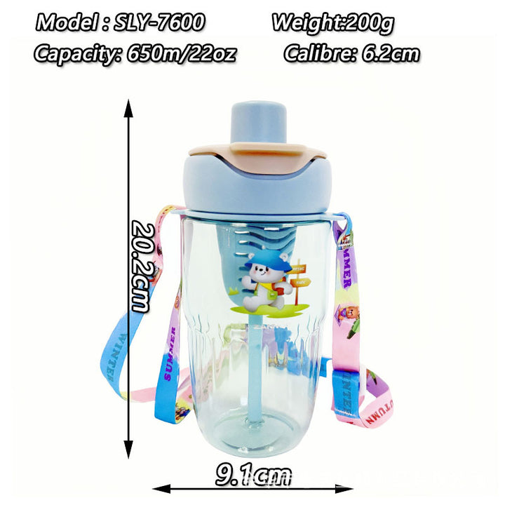 Ladies playful water bottle with removable straw Bowlift