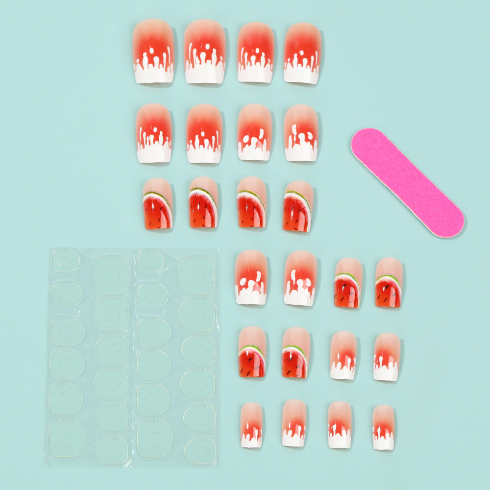 Artificial nails in stylish watermelon design Bowlift