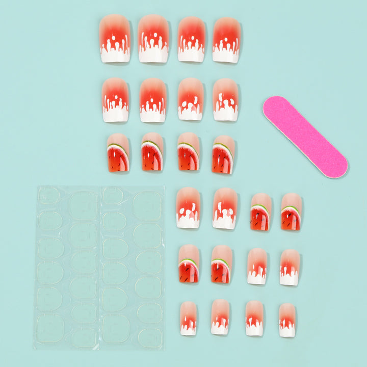Artificial nails in stylish watermelon design Bowlift