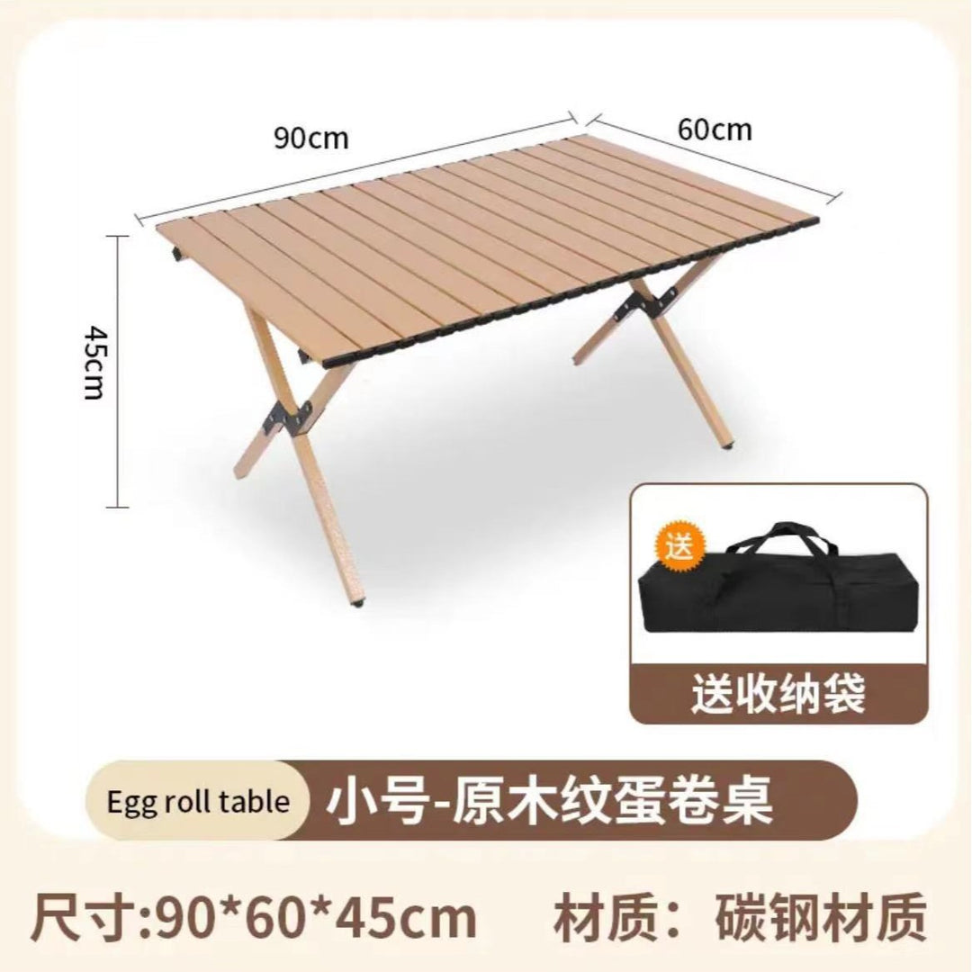 Foldable and Portable Camping Table with Durable Wooden Surface Bowlift