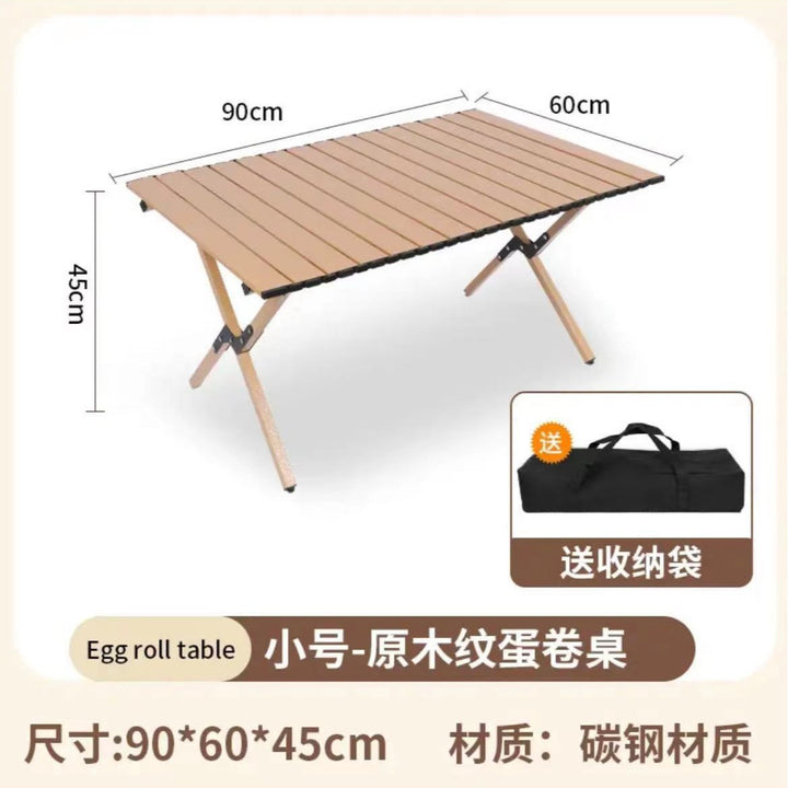 Foldable and Portable Camping Table with Durable Wooden Surface Bowlift