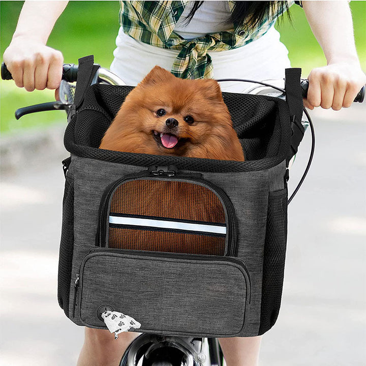 front-opening small dog and cat carrier backpack with breathable mesh top, padded straps and secure interior leash Bowlift