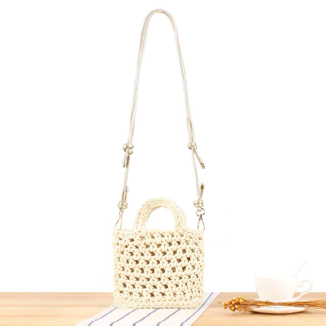 Handbag Made of Handmade Macrame with Adjustable Shoulder Strap Bowlift