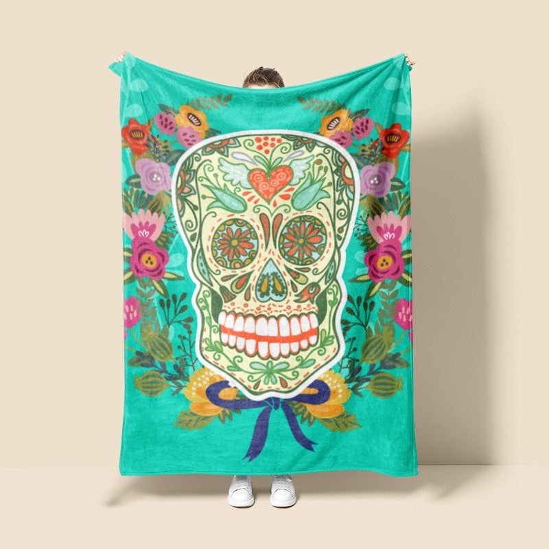 Artistic Skull-Themed Fleece Blanket