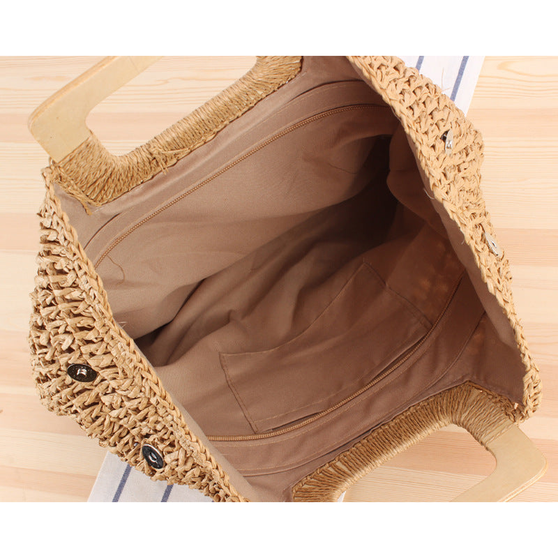 Handcrafted basket bag with modern wooden handle Bowlift