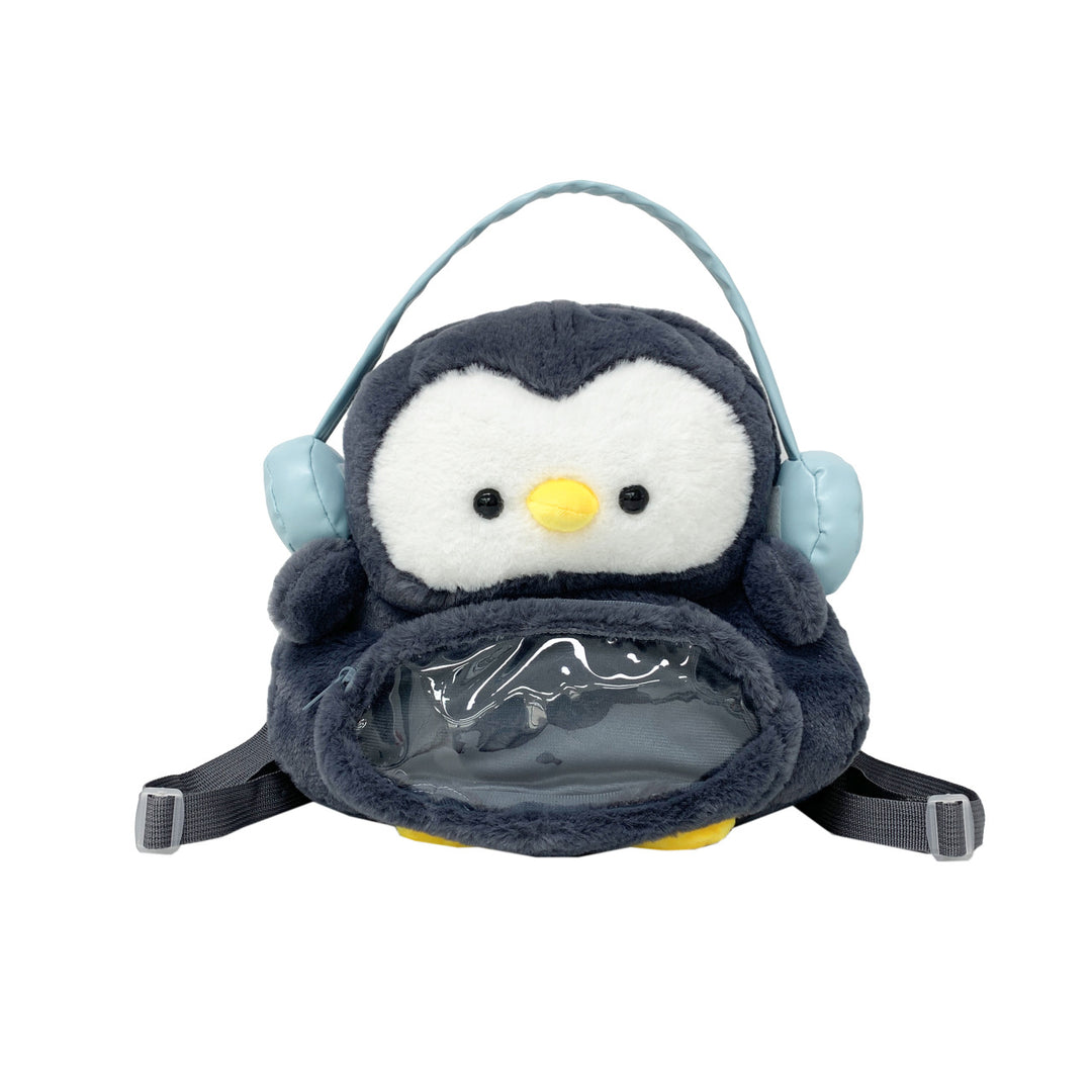 Plush backpack with transparent viewing window Bowlift