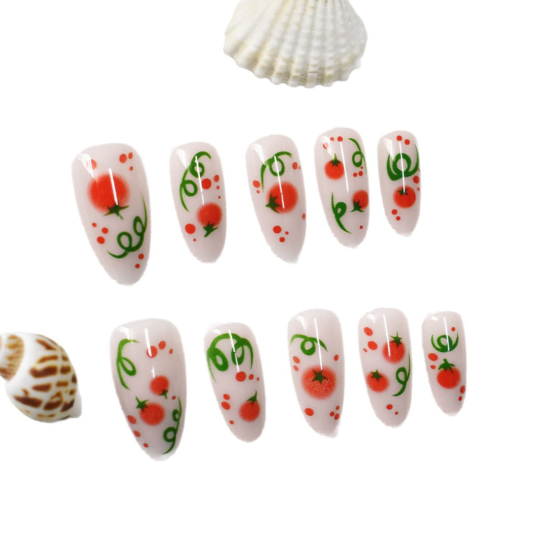 Themed Press-On Nail Art with Tomato Design Bowlift