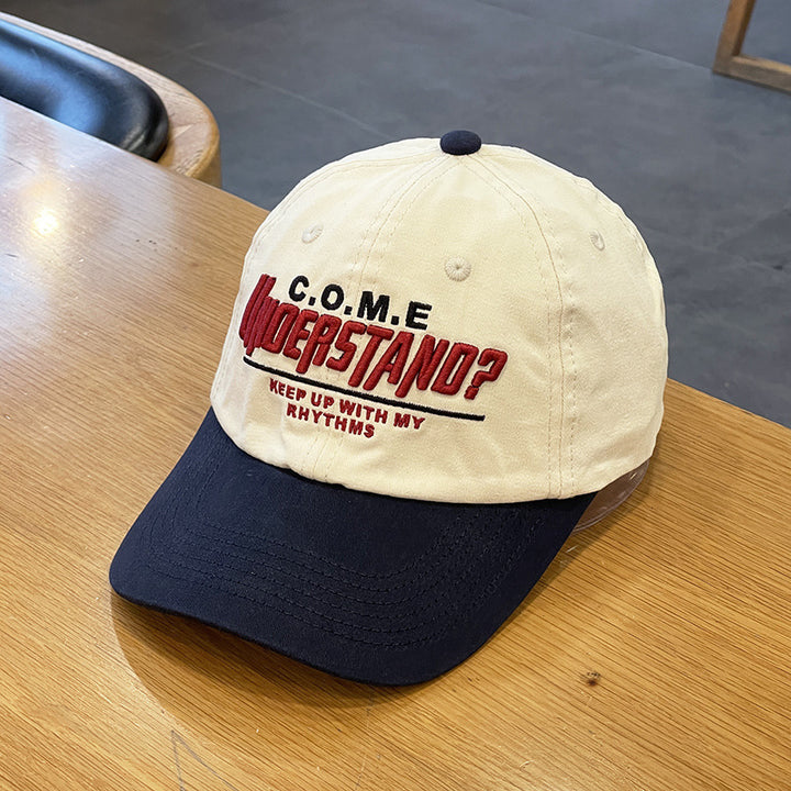 Unisex Casual Textured Cap with Playful Embroidery Bowlift