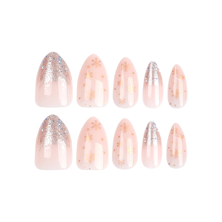 Elegant artificial nails with glitter and snowflake decor Bowlift