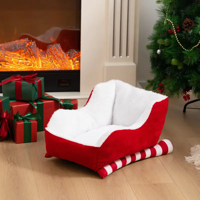 Festive Santa Sleigh  Chair  Dog Bed