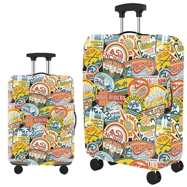 Vintage Travel-Themed Hard Shell Suitcase Bowlift