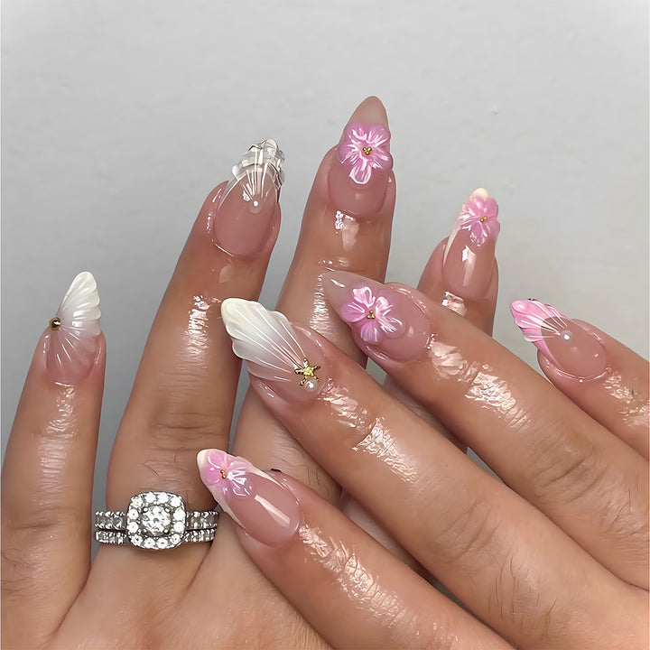 Floral-Designed Press-On Nails Bowlift