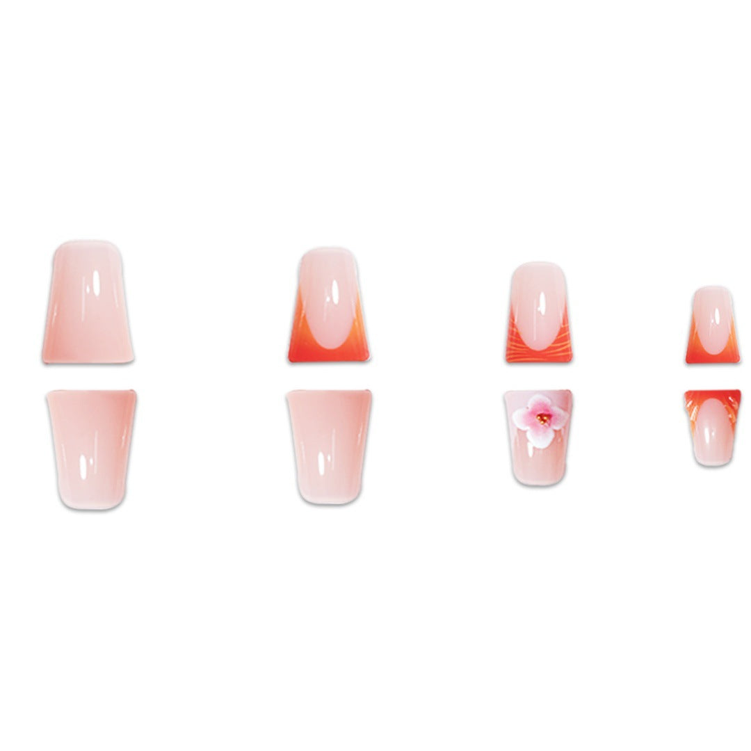 Floral Accent Press-On Nail Set Bowlift