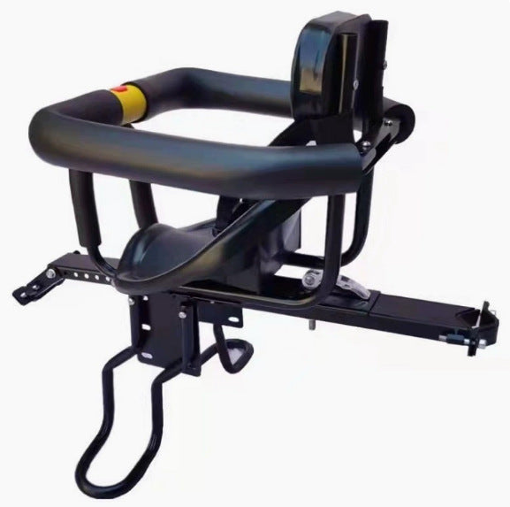 child bike seat with padded safety bar adjustable footrests and supportive reclining backrest Bowlift
