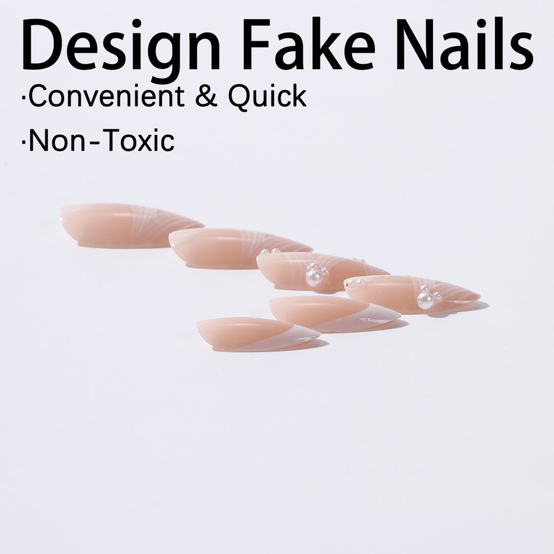 Creative acrylic nail set with elegant tips and glitter decorations Bowlift