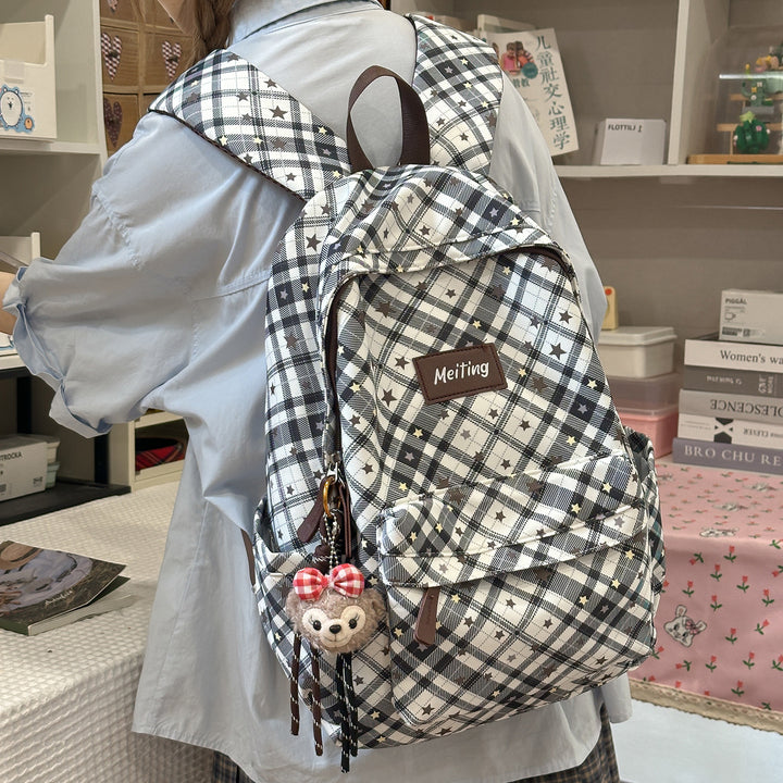 Plaid Pattern Casual Backpack Bowlift