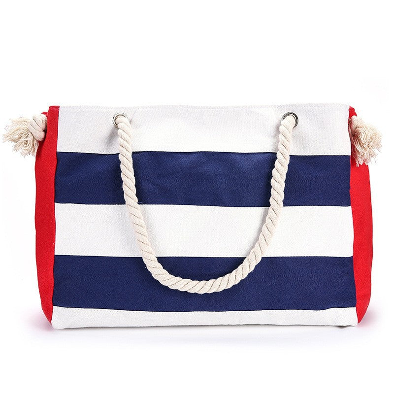 Shopping bag with maritime stripes and robust rope handles Bowlift