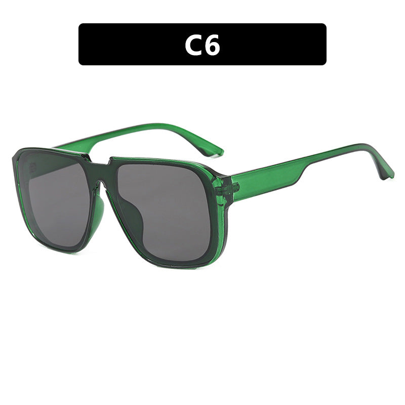 Ladies trendy square sunglasses with transparent green frame and protective UV filter Bowlift