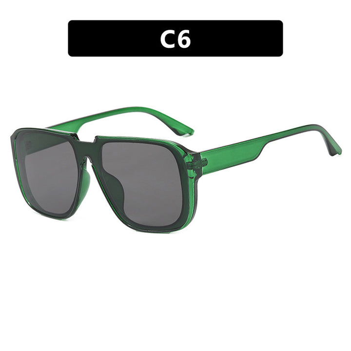 Ladies trendy square sunglasses with transparent green frame and protective UV filter Bowlift