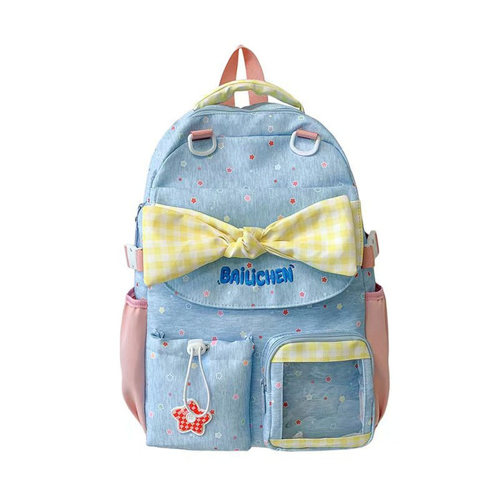 Bow-Embellished Multi-Pocket Backpack Bowlift