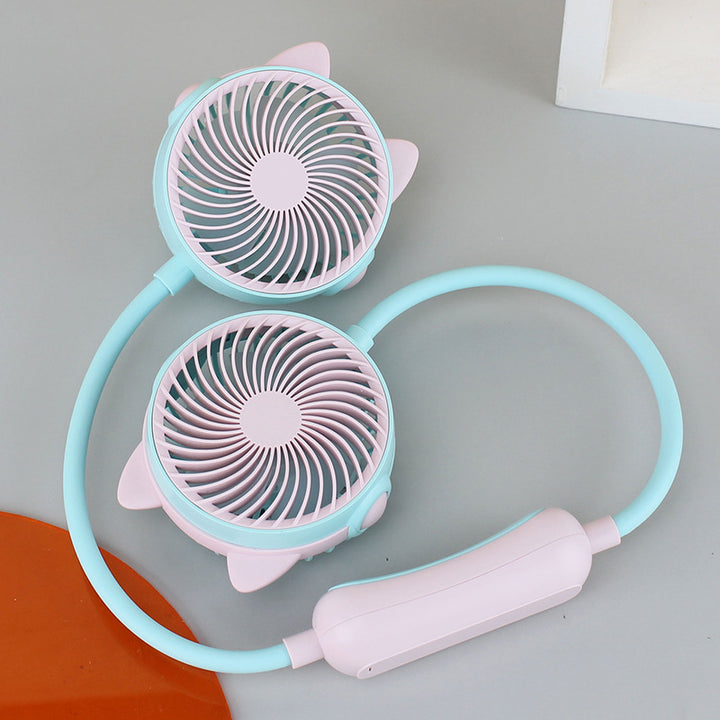 Ladies Portable Neck Fan with Flexible Mount and Dual Fan System Bowlift
