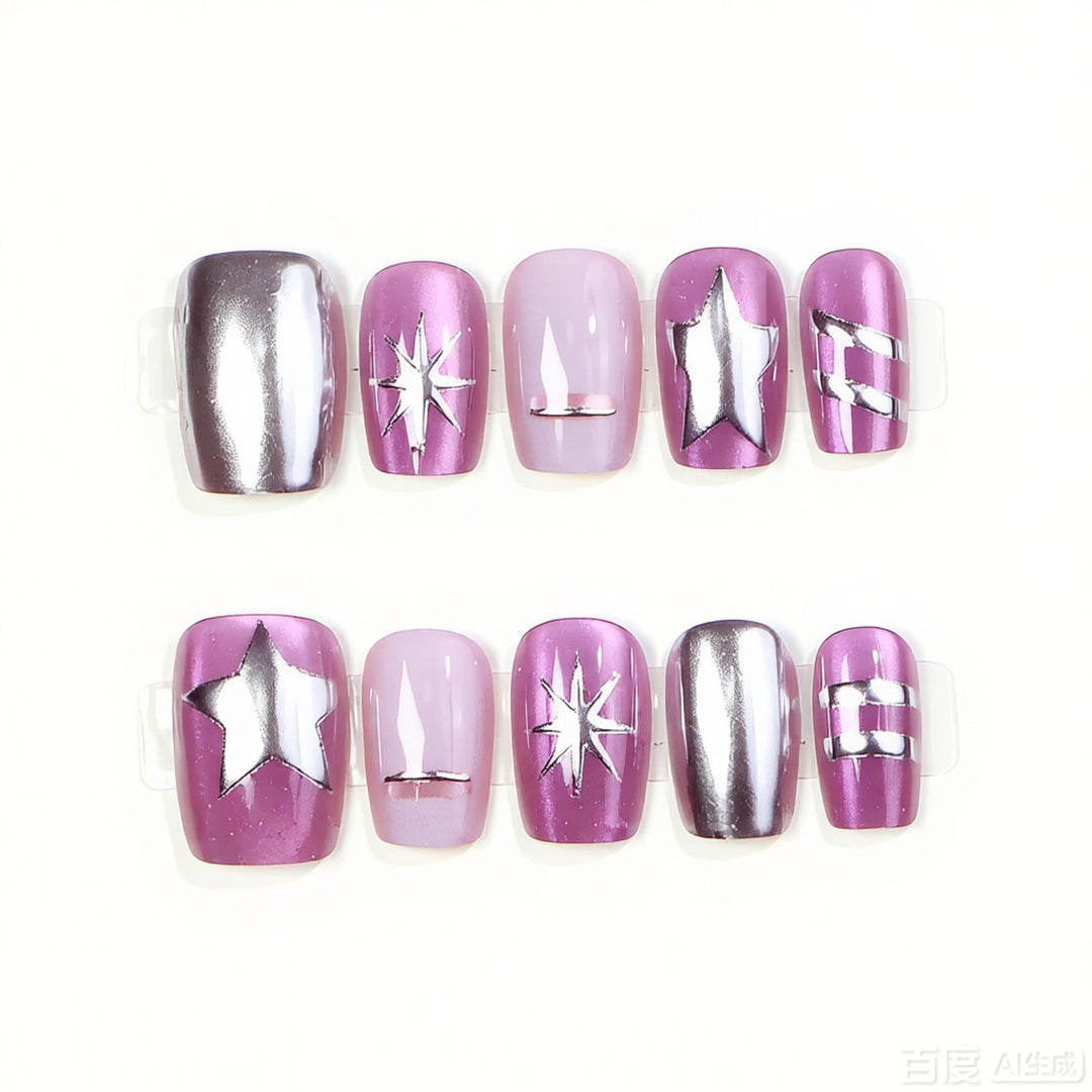 Artistic Press-On Nail Art Set with Botanical Accents Bowlift