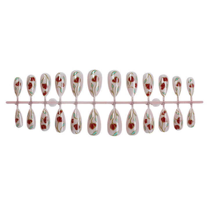 Floral Design Press-On Nails Bowlift