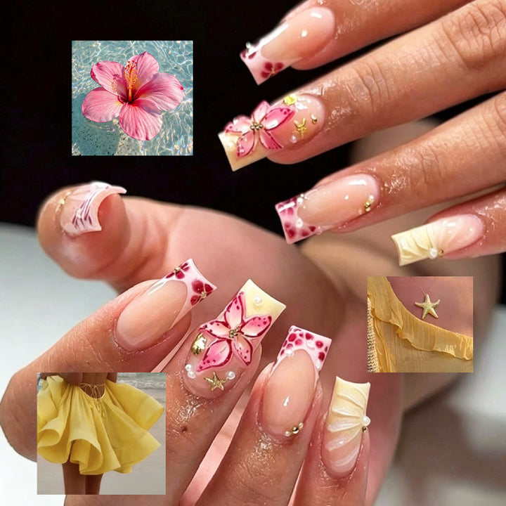 Floral Design Press-On Nail Tips Bowlift