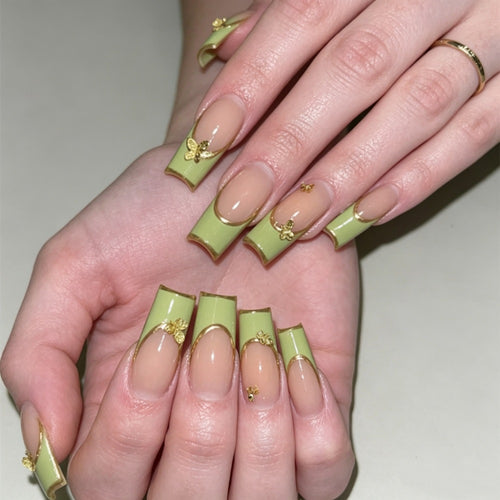 Artificial nails with elegant floral and delicate design Bowlift