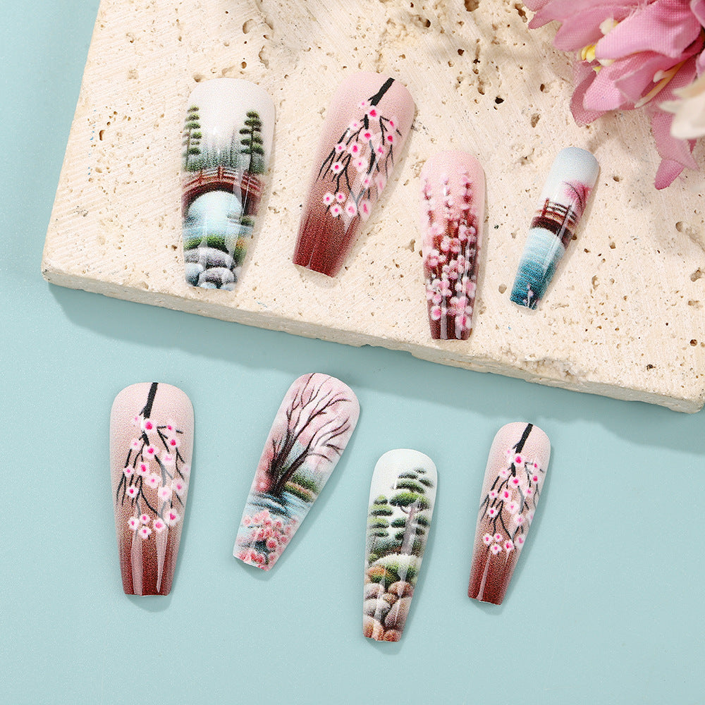 Creative artificial nails in Asian Cherry Blossom Design Bowlift