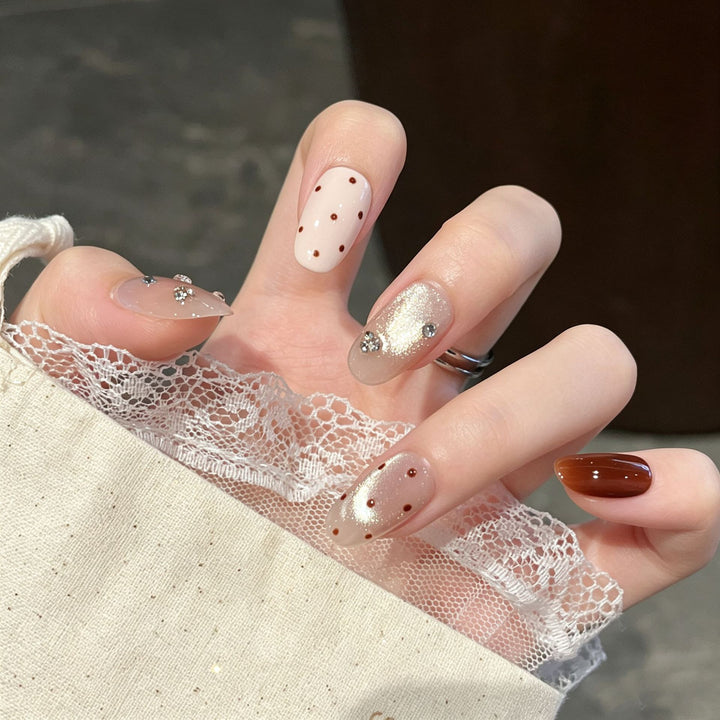 Premium Rhinestone-Embellished Press-On Nail Art Bowlift