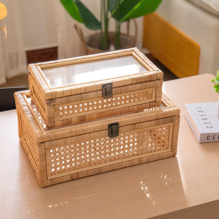 Rustic toy basket with checked pattern Bowlift