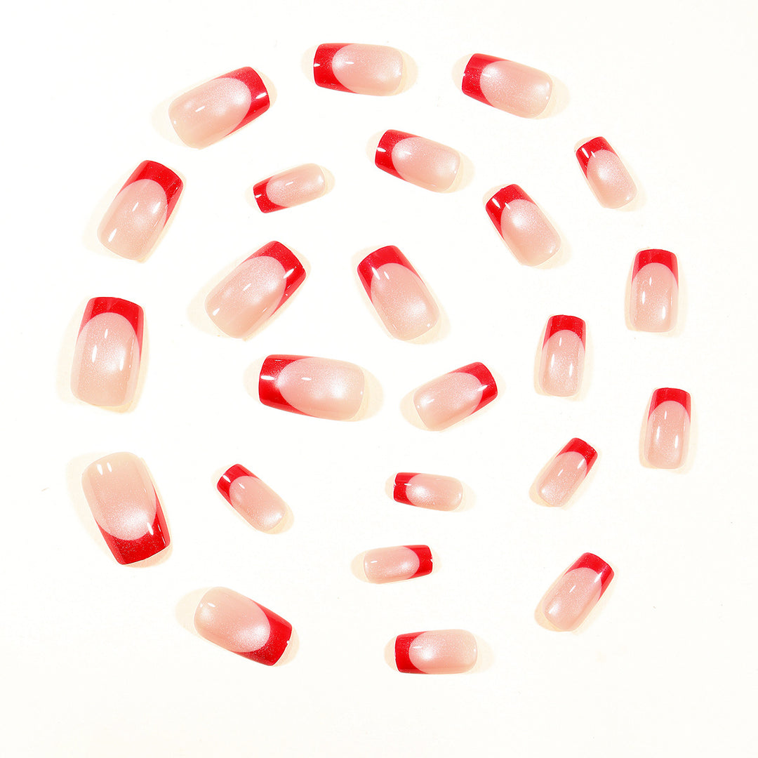 Elegant Glossy French Tip Nail Art Extensions Bowlift