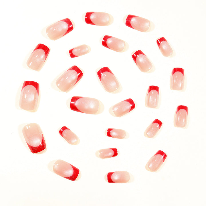 Elegant Glossy French Tip Nail Art Extensions Bowlift