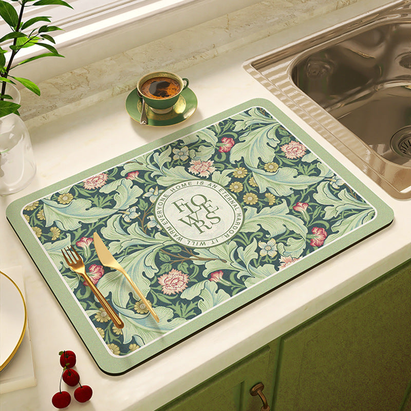 Floral Design Kitchen Mat Bowlift