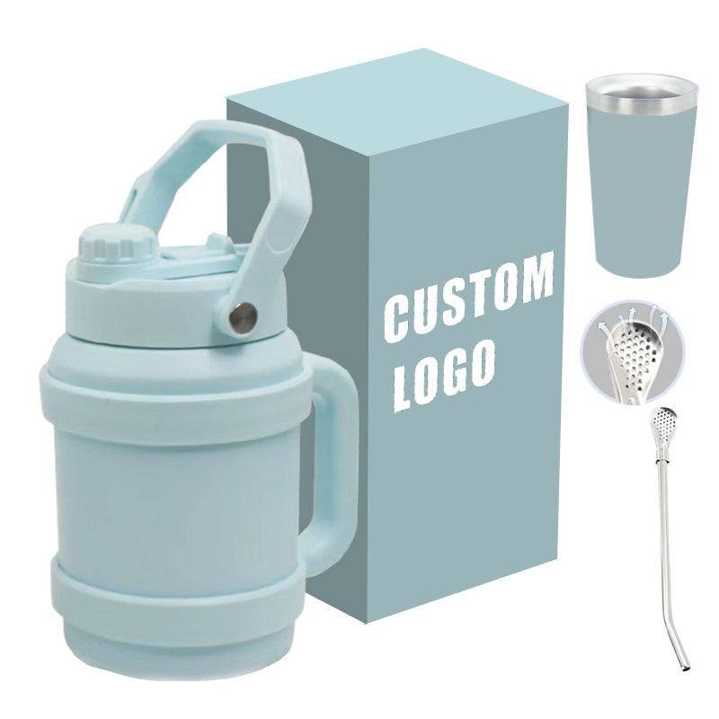 Ladies Insulated Stainless Steel Thermo Bottle with Practical Carry Handle Bowlift
