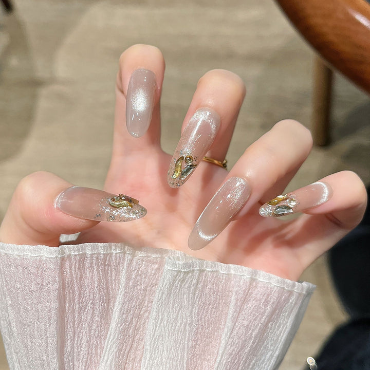 Glitter-Embellished Press-On Nail Extensions Bowlift