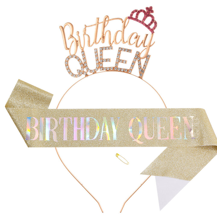 Ladies Glitter Headband with "Birthday Queen" lettering Bowlift