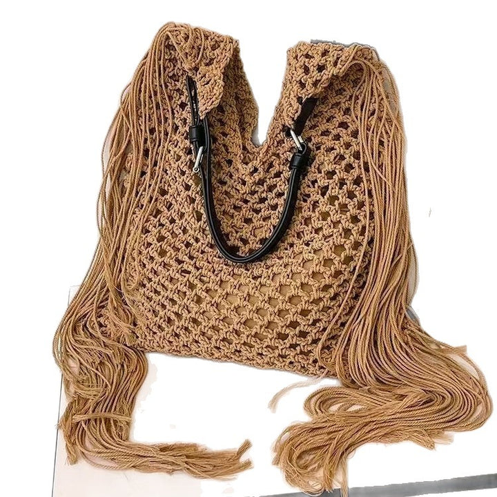 Handcrafted Stylish Tote Bag with Fringes Bowlift