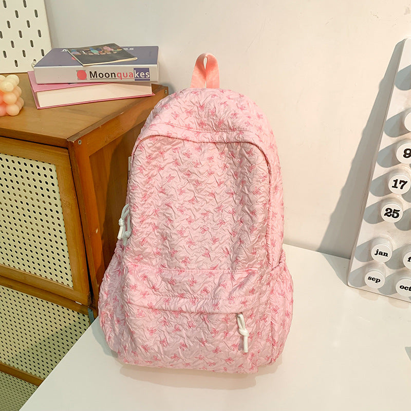 Quilted Floral Design Backpack