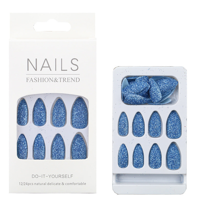 Glittering Almond-Shaped Press-On Nail Tips Bowlift