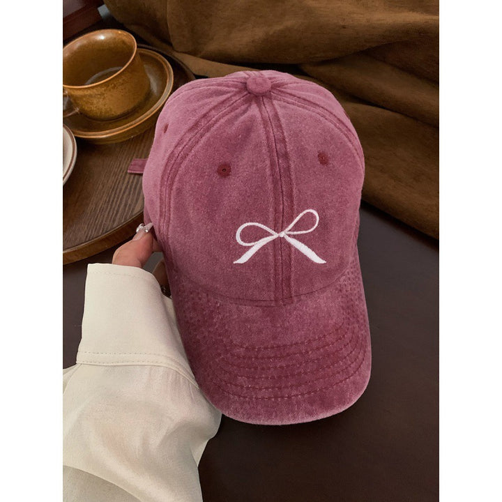 Women's Embroidered Bow Detail Adjustable Baseball Cap Bowlift